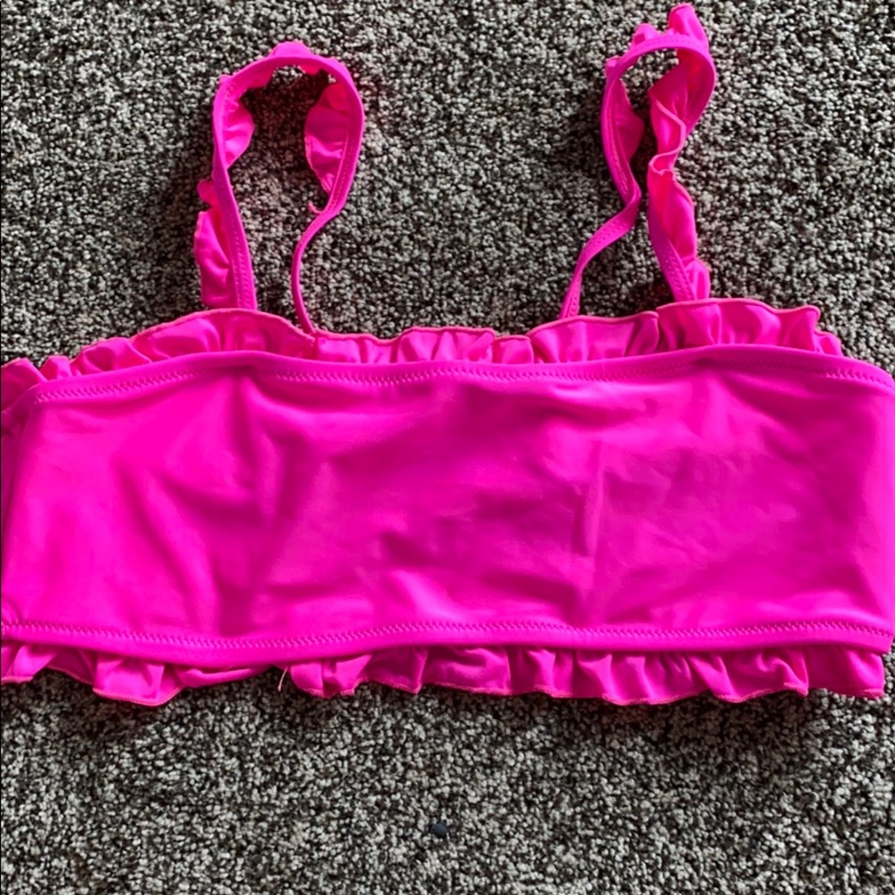 Neon Pink ruffle bikini top